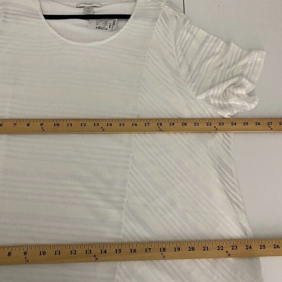 CJ Banks Tunic Shirt Size 3X White Short Sleeve Asymmetric Hem - Picture 8 of 10